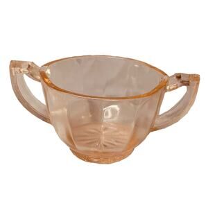 Anchor Hocking Pink Depression Glass Sugar Bowl Dish Vintage Small Two Handles